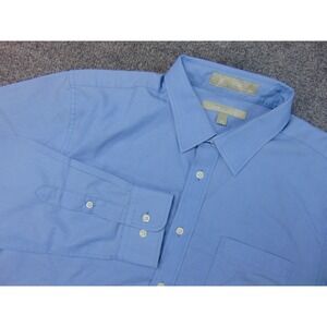 Nordstrom Shirt Mens 20 Smartcare Blue Solid Long Sleeve Button Up Dress Shirt